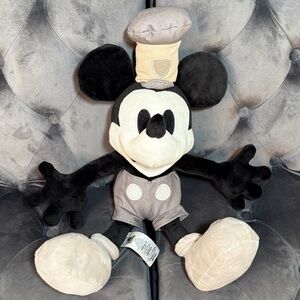 DISNEY STORE Mickey Mouse Plush Stuffed Animal MICKEY MOUSE STEAMBOAT WILLIE 20"